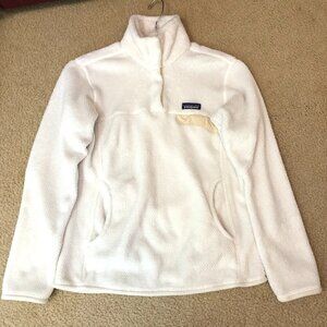 Patagonia Polartec Off White Fleece 1/4 Snap Ladies Pullover Size Med.